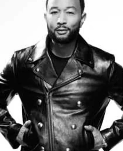 John Legend The Voice S27 Black Belted Biker Jacket