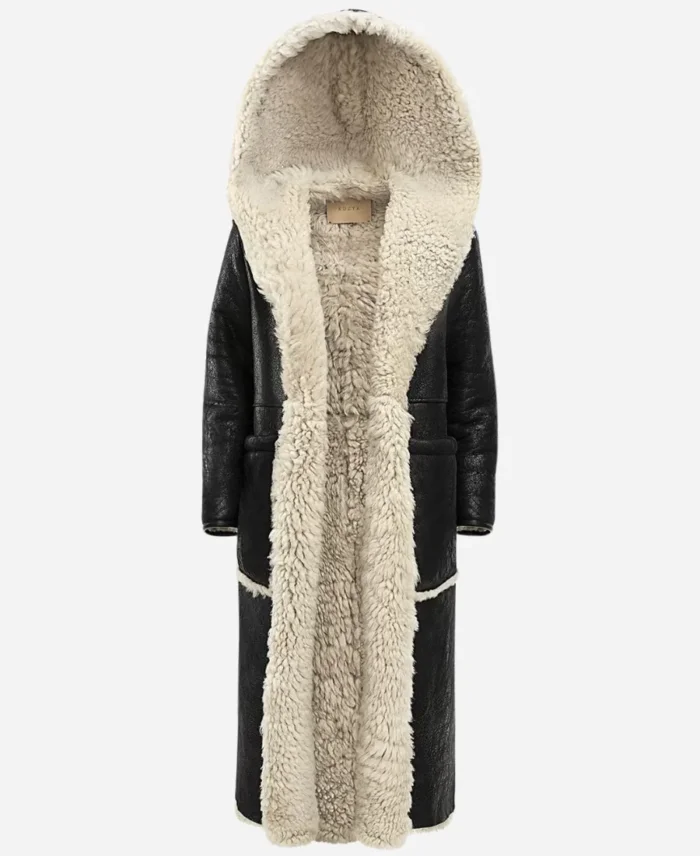 Katie Holmes Long Shearling Coat