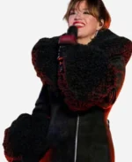 Kelly Clarkson 2024 Rockefeller Center Tree Lighting Ceremony Black Fur Coat