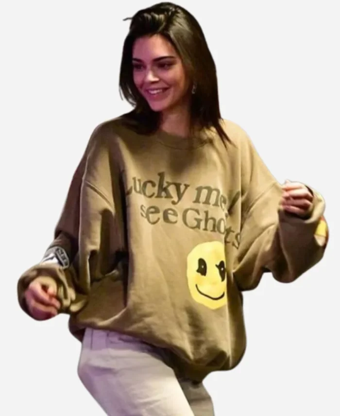 Kendall Jenner Lucky Me I See Ghosts Crewneck Brown Sweatshirt