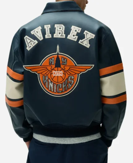 Kith & AVIREX for the New York Knicks Legend Leather Bomber Jacket For Sale
