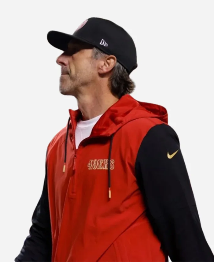 Kyle Shanahan San Francisco 49ers Head Coach Sideline Red And Black Hoodie