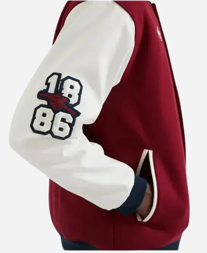 Leah Williamson Arsenal Red and White Varsity Leather Sleeves Jacket