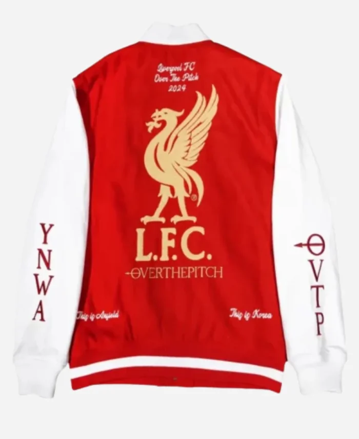 Liverpool FC P x LFC Red and White Varsity Jacket