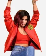 MTV Awards Vanessa Hudgens Red Leather Jacket