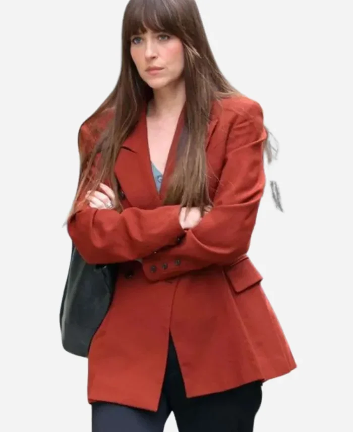 Materialists Movie Dakota Johnson Double Breasted Red Blazer