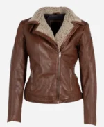 Mauritius Jenja Sherpa Brown Leather Jacket for Sale