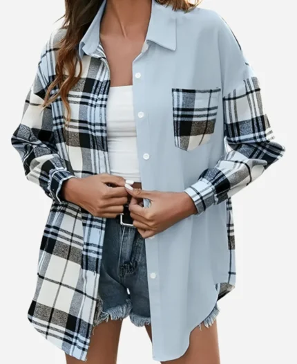 Melissa Jefferson TV-Series Sprint S02 Blue Plaid Patchwork Shirt