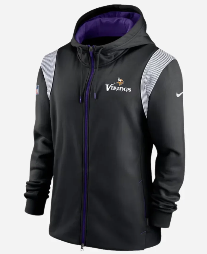 Minnesota Vikings Sideline Lockup Full-Zip Black Hoodie