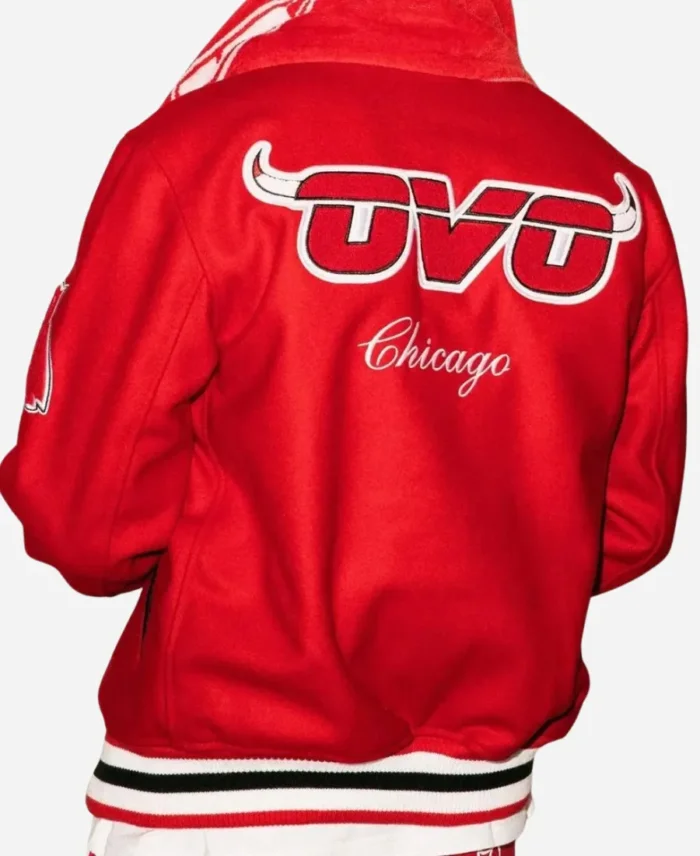 NBA Chicago Bulls OVO Red Varsity Letterman Jacket For Sale