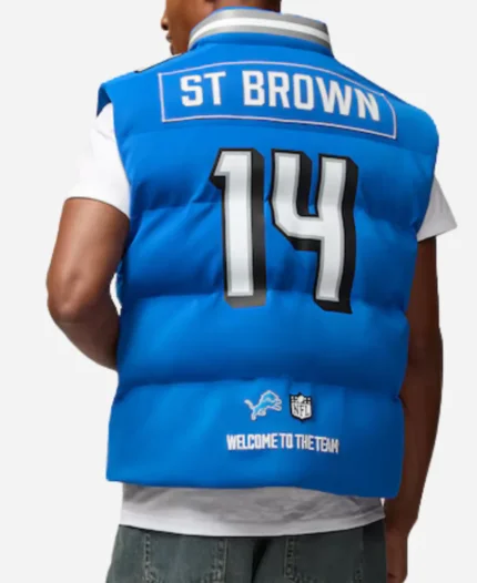 NFL Detroit Lions Amon-Ra St. Brown Off Season Blue Puffer Vest