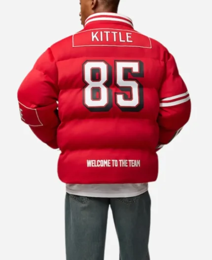 NFL George Kittle San Francisco 49ers Off Season Red Puffer Jacket