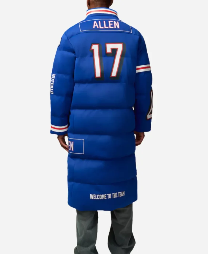 NFL Josh Allen Buffalo Bills Off Season Blue Puffer Long Coat