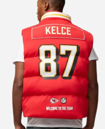 NFL Kansas City Chiefs Travis Kelce Off Season Red Puffer Vest
