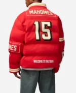 NFL Patrick Mahomes Kansas City Chiefs Off Season Red Puffer Jacket