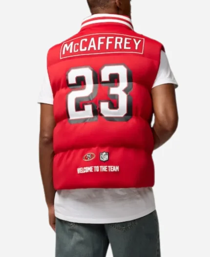 NFL San Francisco 49ers Christian McCaffrey Off Season Red Puffer Vest