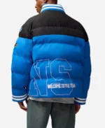 NFL Team Detroit Lions Off Season Blue And Black Puffer Jacket