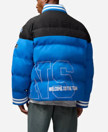 NFL Team Detroit Lions Off Season Blue And Black Puffer Jacket