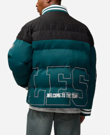 NFL Team Philadelphia Eagles Off Season Green And Black Puffer Jacket