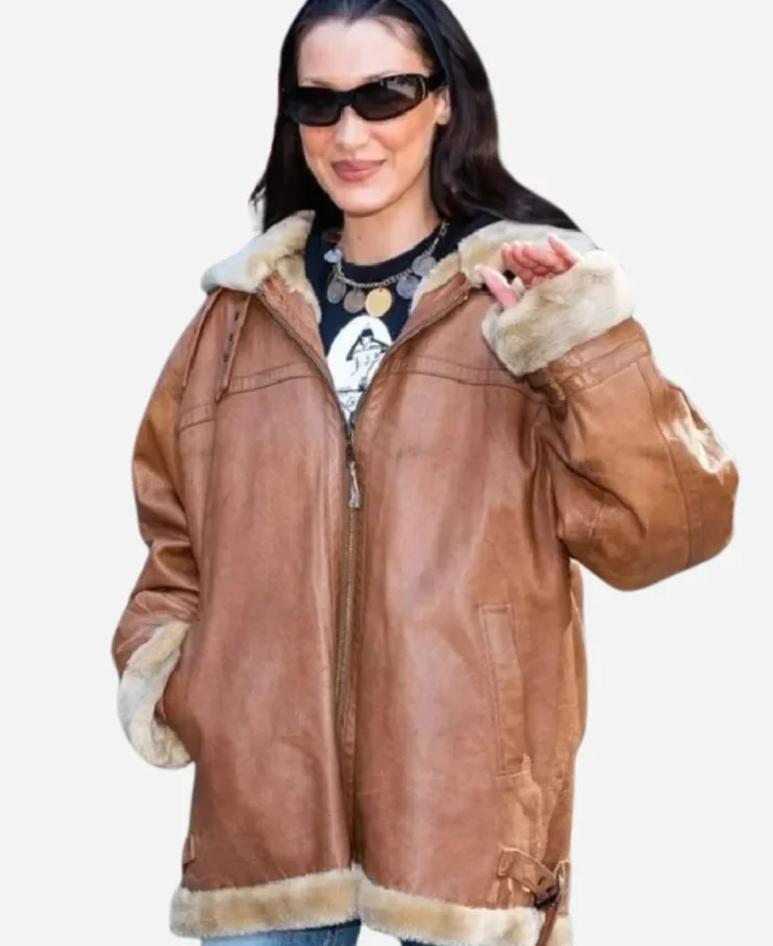 NYC Bella Hadid Shearling Leather Jacket