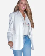 NYC Date Night Wicked Screening Blake Lively White Blazer For Sale