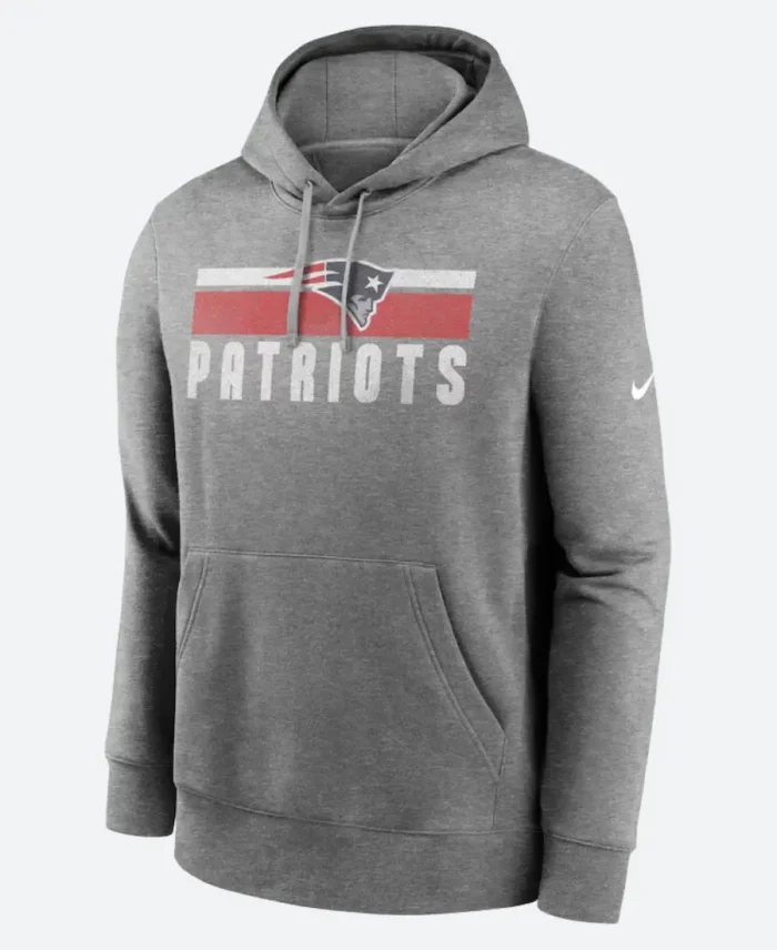 New England Patriots Heather Charcoal Hoodie Front