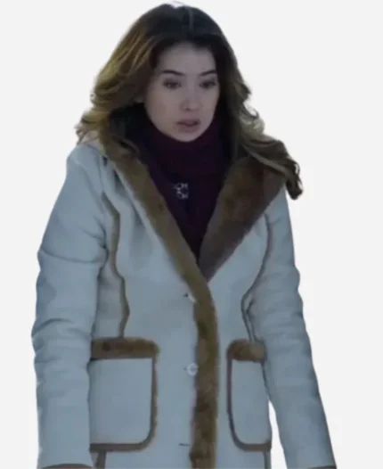 Nichole Sakura The Finnish Line White Shearling Hooded Coat