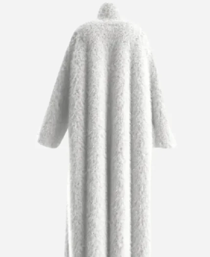 Noel Ivory Midi Vegan White Fur Coat For Sale