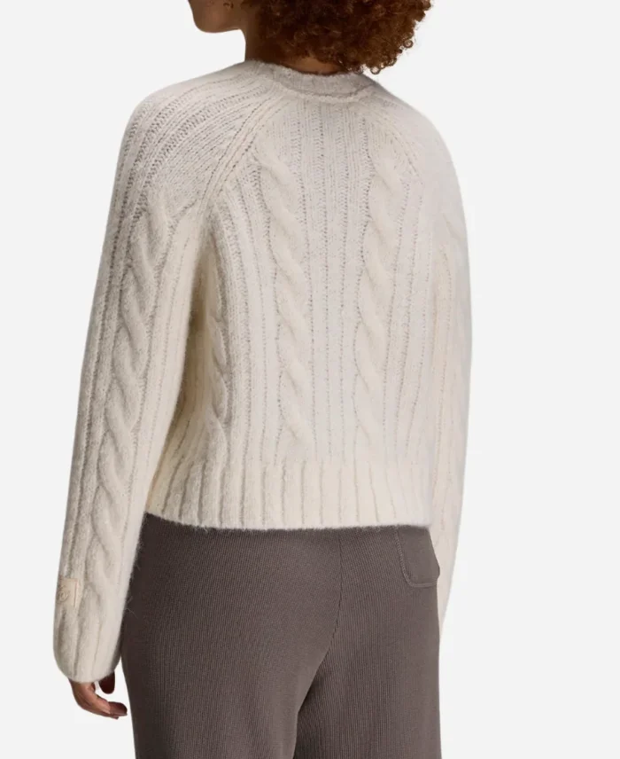 OVO Cropped Cableknit Women White Sweater