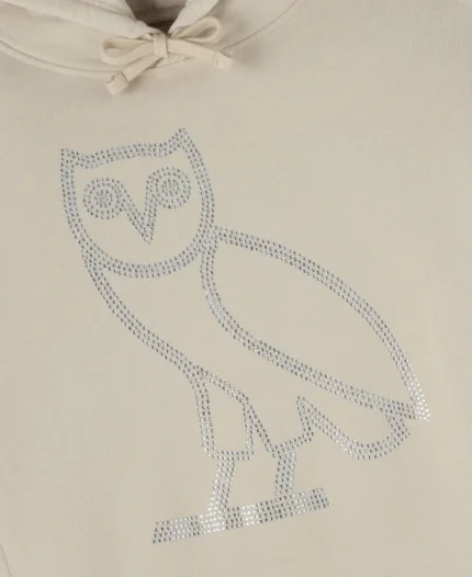 OVO Rhinestone Icon Pullover Brown Hoodie For Womens