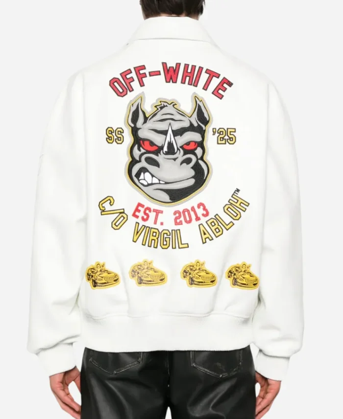 Off-White Rhino White Varsity Jacket