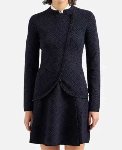 Olympia Lawrence TV-Series Matlock 2024 Skye P. Marshall Blue Diamond Print Knit Jacket