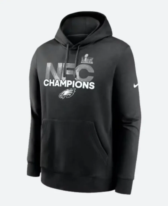 Philadelphia Eagles NFC Champions 2024 Black Hoodie Front