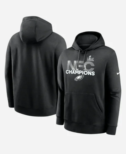 Philadelphia Eagles NFC Champions 2024 Black Hoodie Front Back