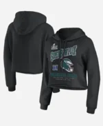 Philadelphia Eagles Super Bowl LIX Black Cropped Hoodie