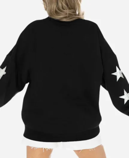 Pittsburgh Steelers Black Rhinestone Star Sleeve Sweatshirt For Sale