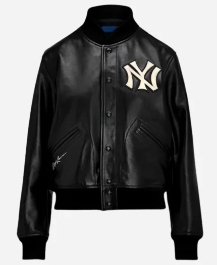 Polo Ralph Lauren Yankees Black Bomber Leather Jacket For Unisex