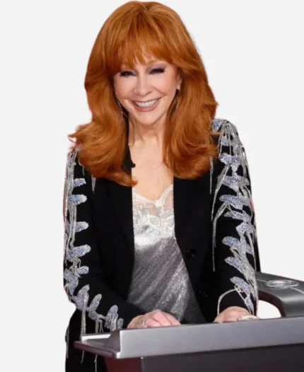 Reba McEntire The Voice Black Embellished Sleeves Blazer Jacket