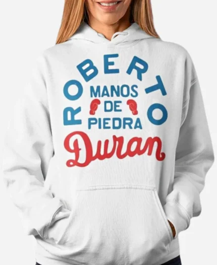 Roberto Duran White Pullover Hoodie