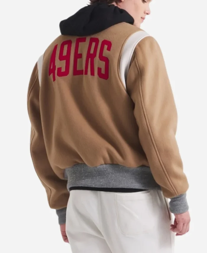 San Francisco 49ers x Todd Snyder Light Brown Full-Snap Varsity Jacket For Unisex