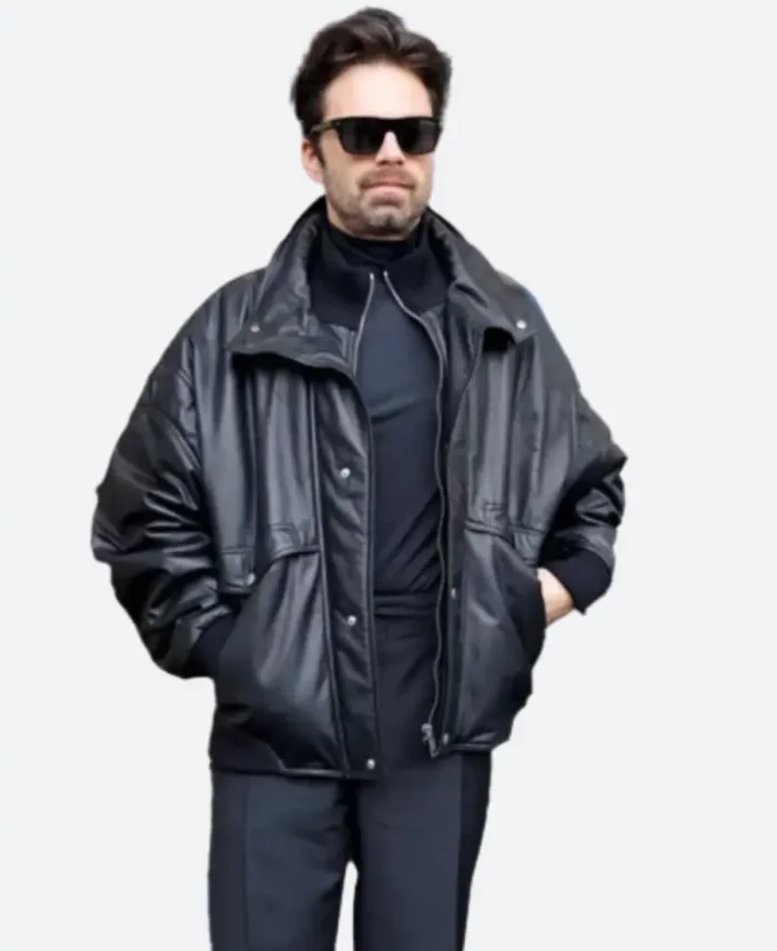 Sebastian-Stan-Prada-Fashion-Show-Black-Leather-Jacket