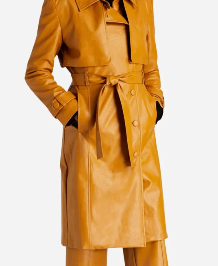 Selena Gomez Tv Series Only Murders in the Building Season-03 Mabels Mora Tan Leather Trench Coat