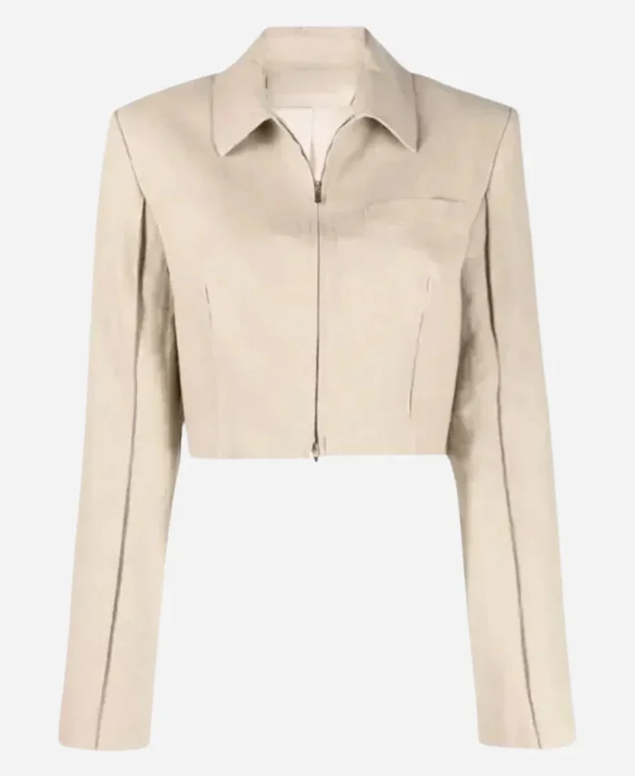 Selena Gomez Tv Series Only Murders in the Building Season 04 Mabel Mora Beige Cropped Jacket