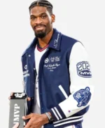 Shevon Thompson All Star Game 2024 MVP Navy and White Varsity Jacket