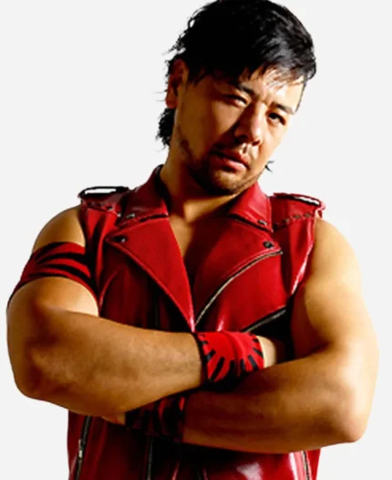 Shinsuke Nakamura WWE Asymmetrical Zipper Red Leather Vest