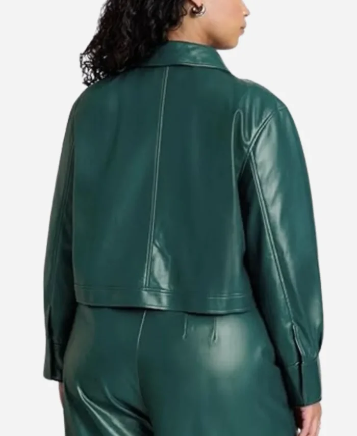 Shye The Voice S26 Green Crop Leather Jacket