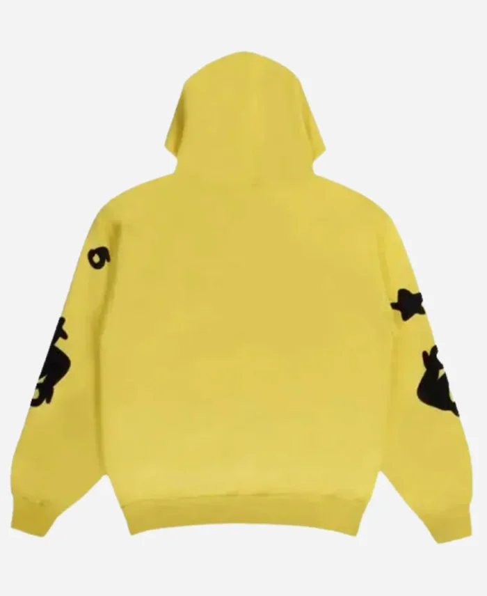 Sp5der Gold Beluga Yellow Fleece Pullover Hoodie For Unisex