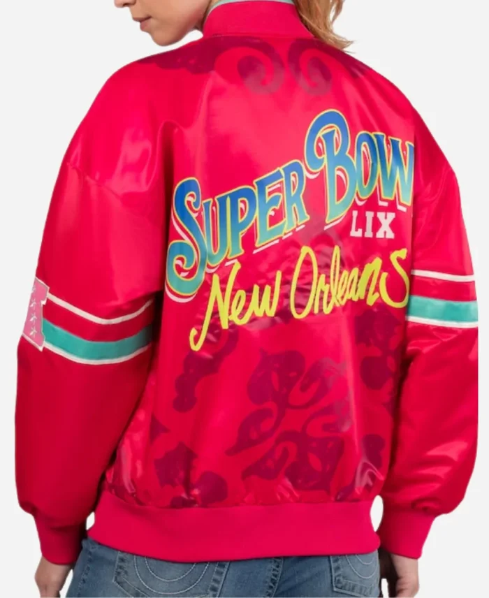 Super Bowl LIX Interception Starter Pink Varsity Jacket