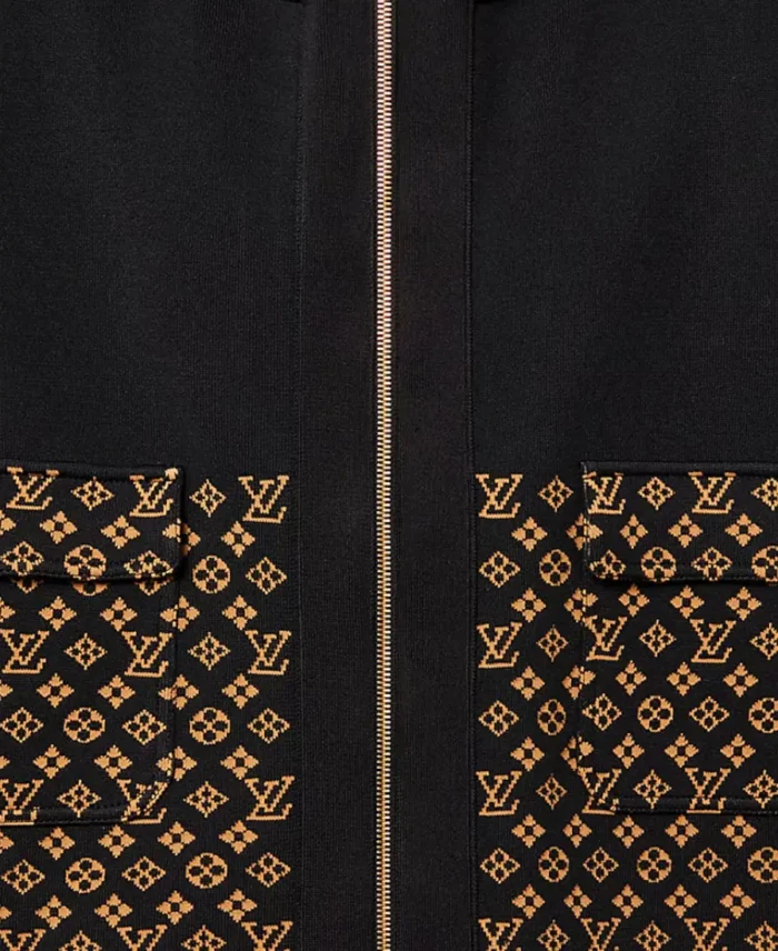 Taylor Swift Louis Vuitton Monogram Jacquard Knit Jacket Hoodie Black