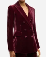 Taylor Tomlinson After Midnight 2024 Maroon Velvet Blazer Jacket